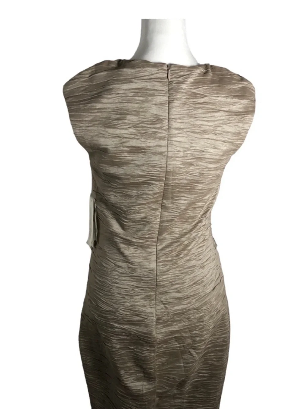 Eliza J Ruched Cap Sleeve Sheath Cocktail Dress - Champagne Gold - Size Medium